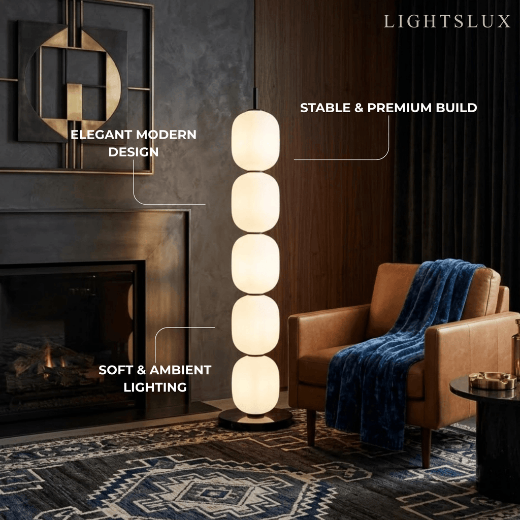 Lampadaire Blanc Moderne – Design Lanterne en Verre pour Salon - Flindria