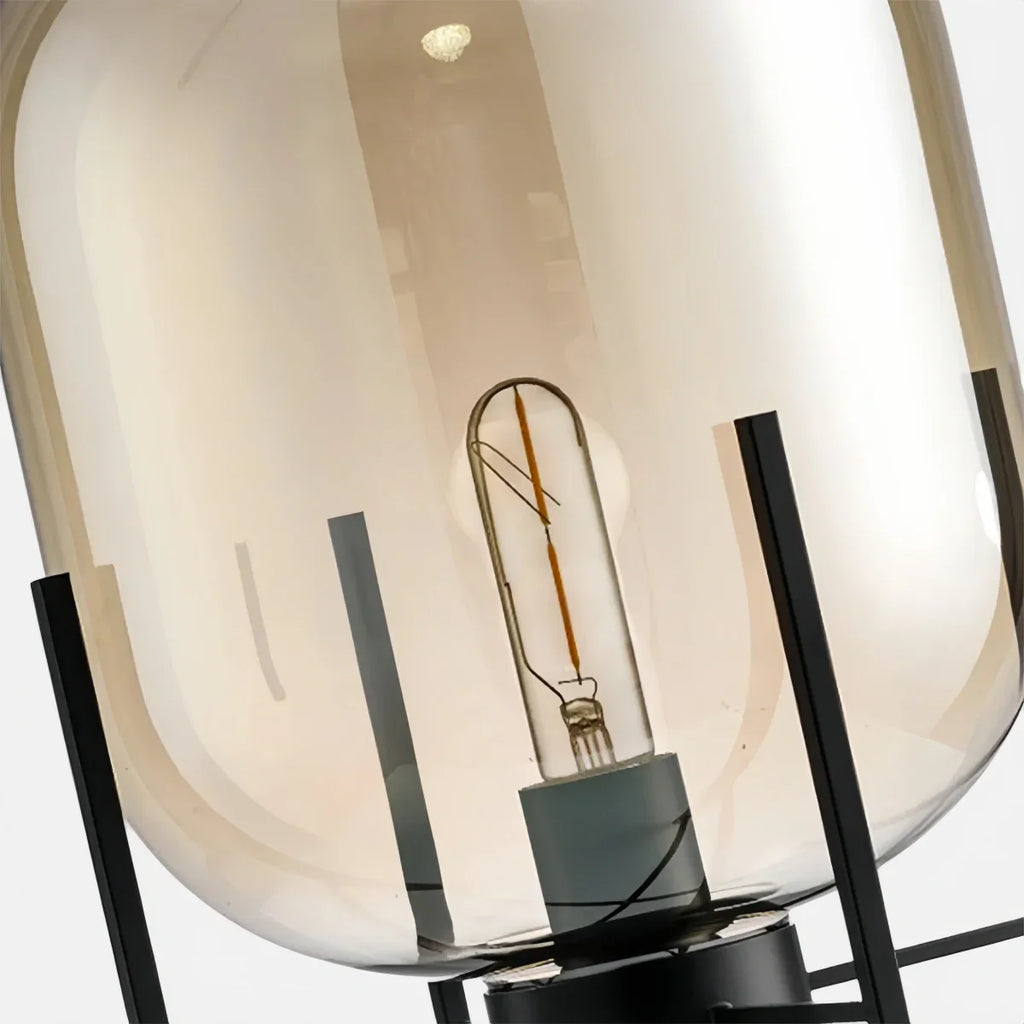 Designer Floor Lamp – Clear Glass & Metal Elliptical Design for Living Room - Flindria