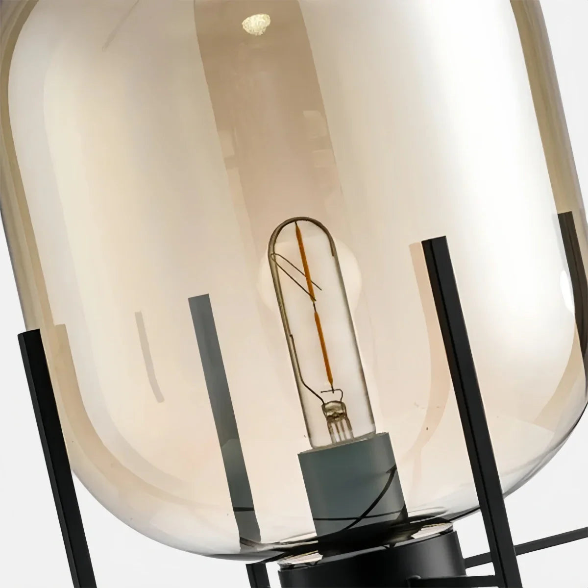 Designer Floor Lamp – Clear Glass & Metal Elliptical Design for Living Room - Flindria