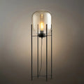 Designer Floor Lamp – Clear Glass & Metal Elliptical Design for Living Room - Flindria