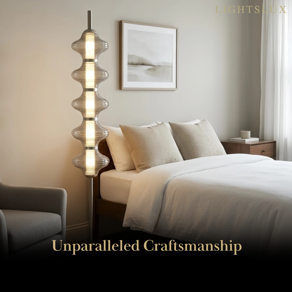 Modern Metal/Glass Floor Lamp - Orange Lantern Design for Bedroom - Flindria