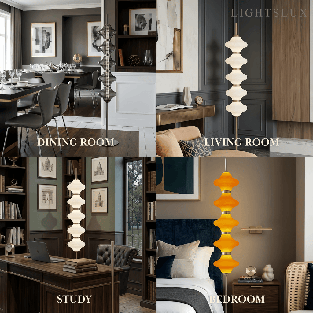 Modern Metal/Glass Floor Lamp - Orange Lantern Design for Bedroom - Flindria