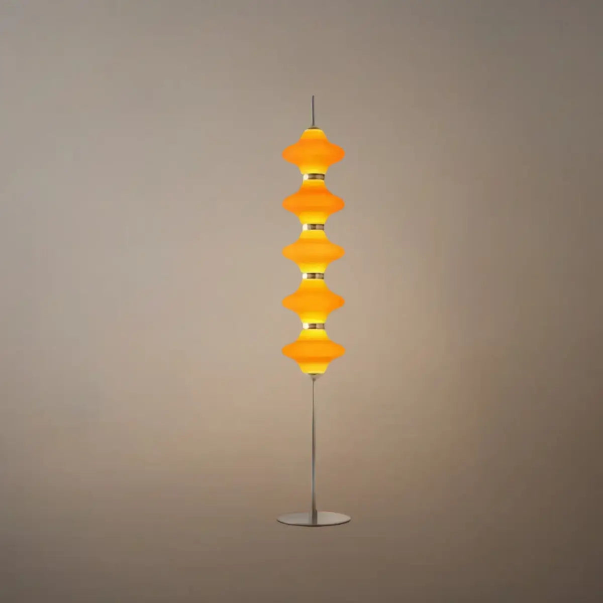 Modern Metal/Glass Floor Lamp - Orange Lantern Design for Bedroom - Flindria