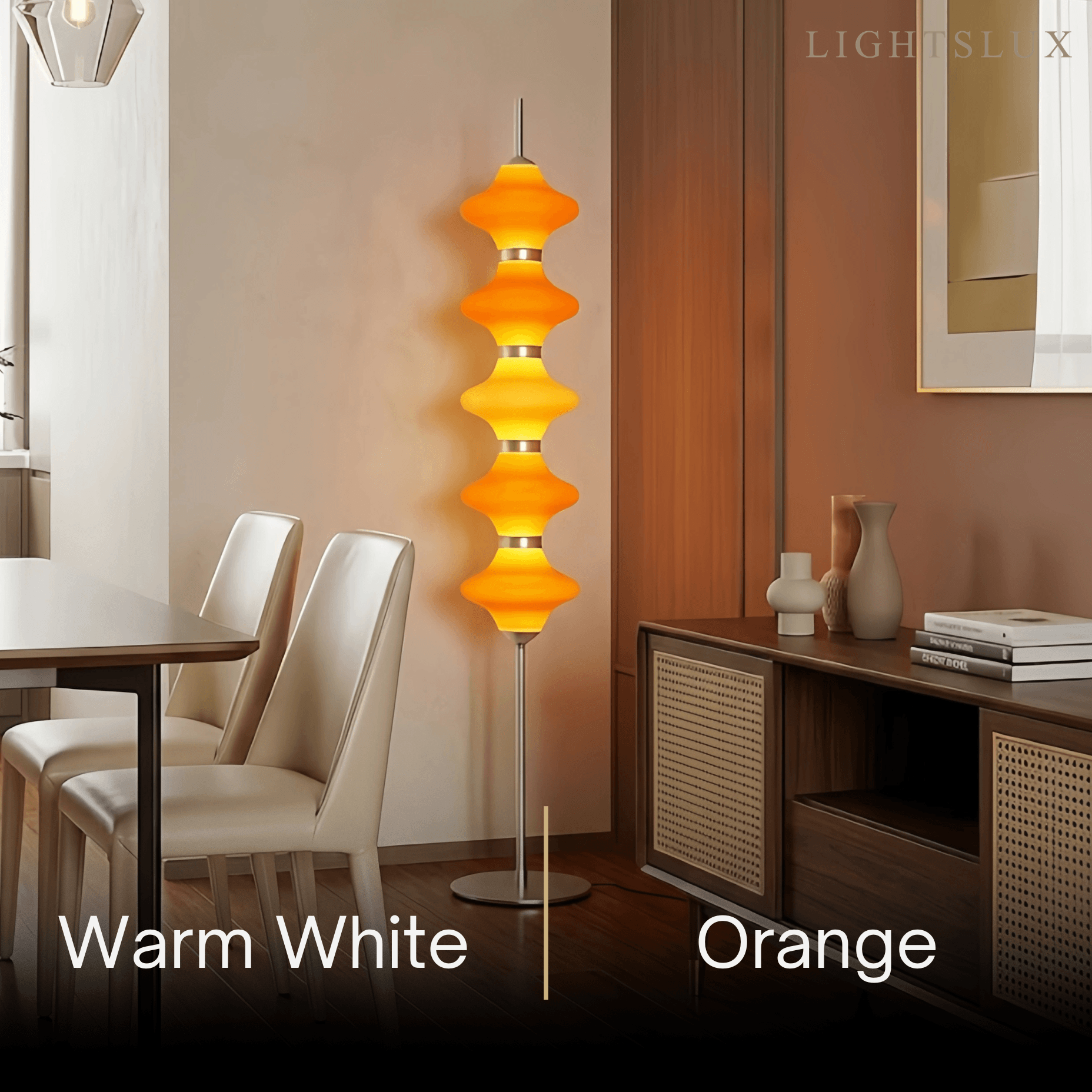 Modern Metal/Glass Floor Lamp - Orange Lantern Design for Bedroom - Flindria