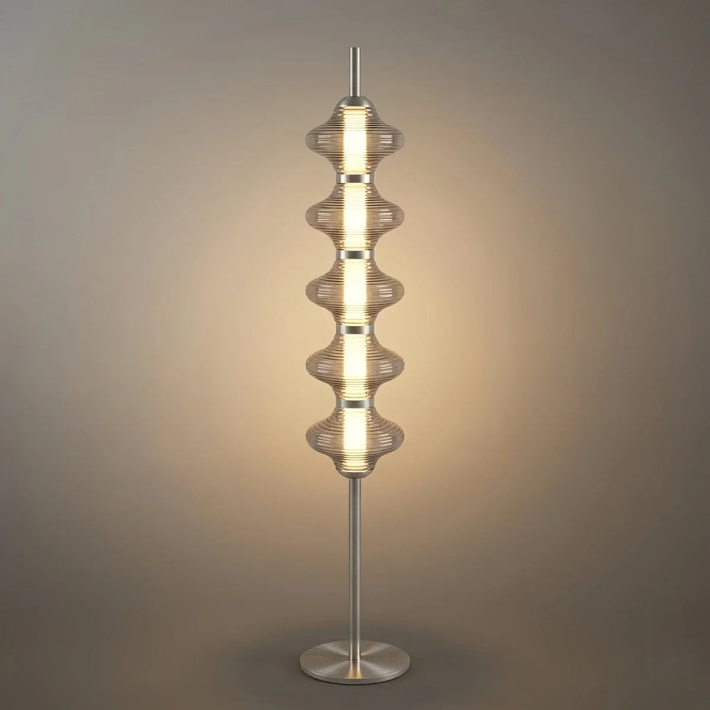 Modern Metal/Glass Floor Lamp - Orange Lantern Design for Bedroom - Flindria