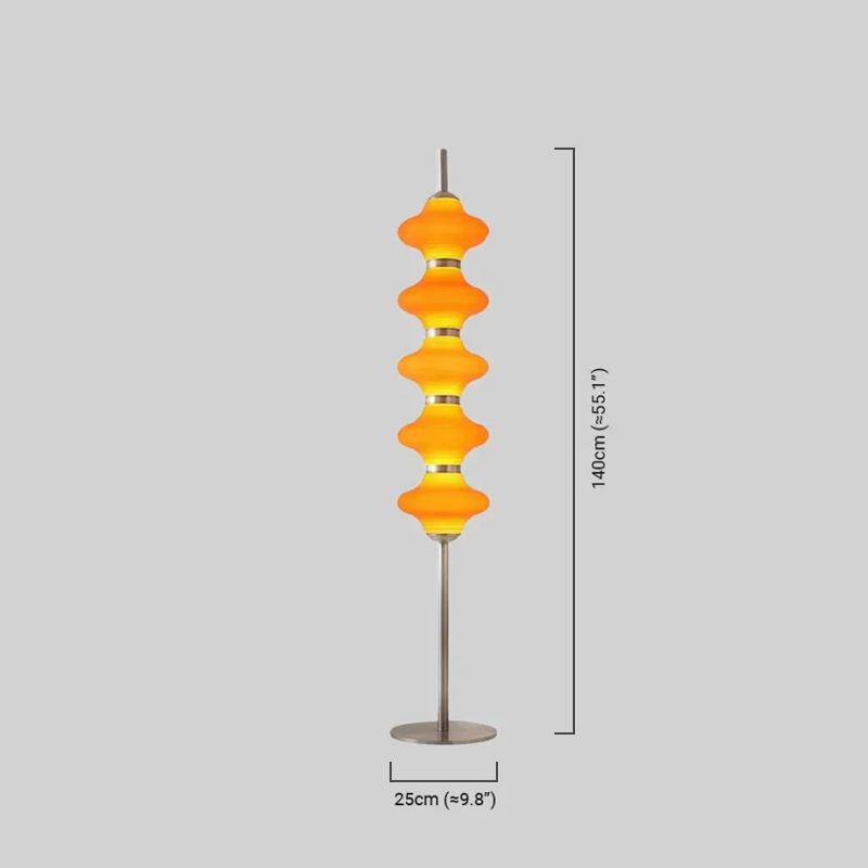 Modern Metal/Glass Floor Lamp - Orange Lantern Design for Bedroom - Flindria