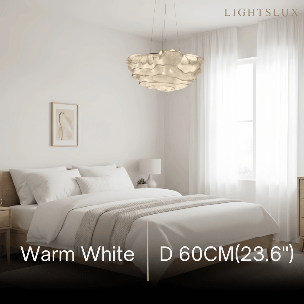 Art Deco Cloud-Shaped White Pendant Light – Metal Fixture for Living Room - Flindria
