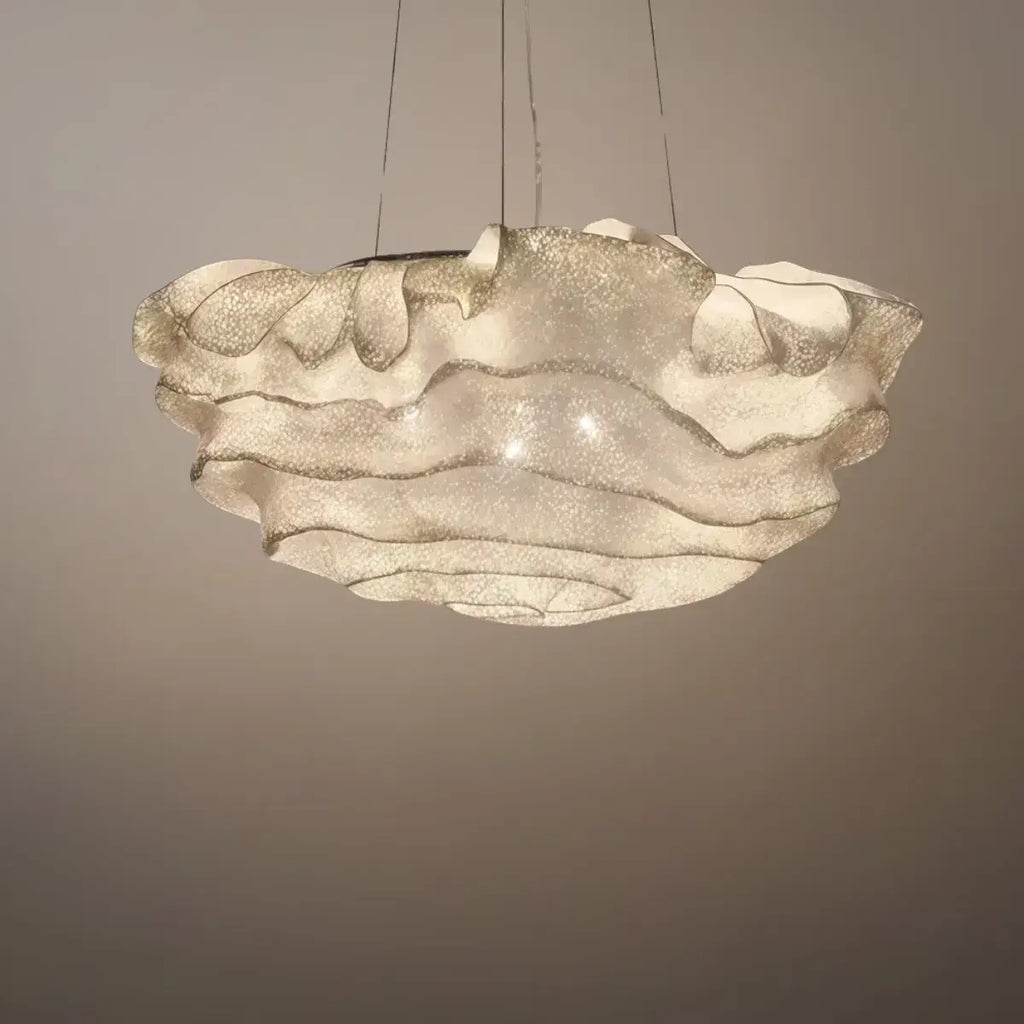 Art Deco Cloud-Shaped White Pendant Light – Metal Fixture for Living Room - Flindria