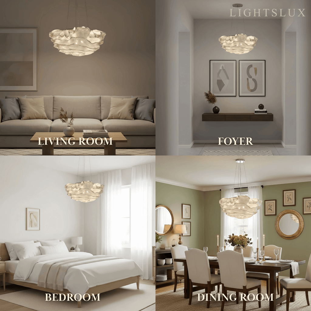Art Deco Cloud-Shaped White Pendant Light – Metal Fixture for Living Room - Flindria