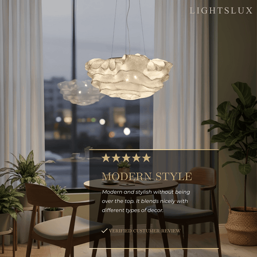 Art Deco Cloud-Shaped White Pendant Light – Metal Fixture for Living Room - Flindria