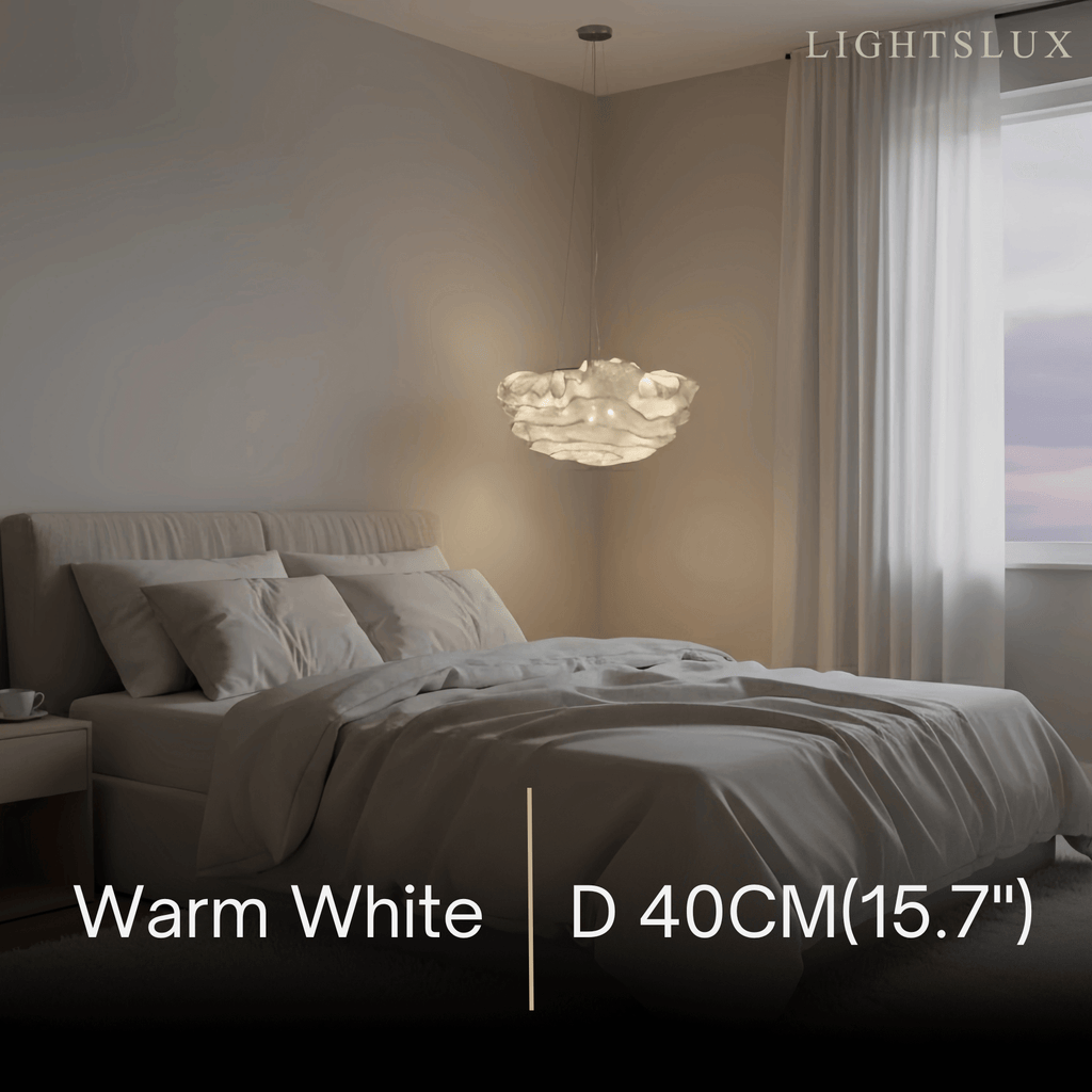 Art Deco Cloud-Shaped White Pendant Light – Metal Fixture for Living Room - Flindria