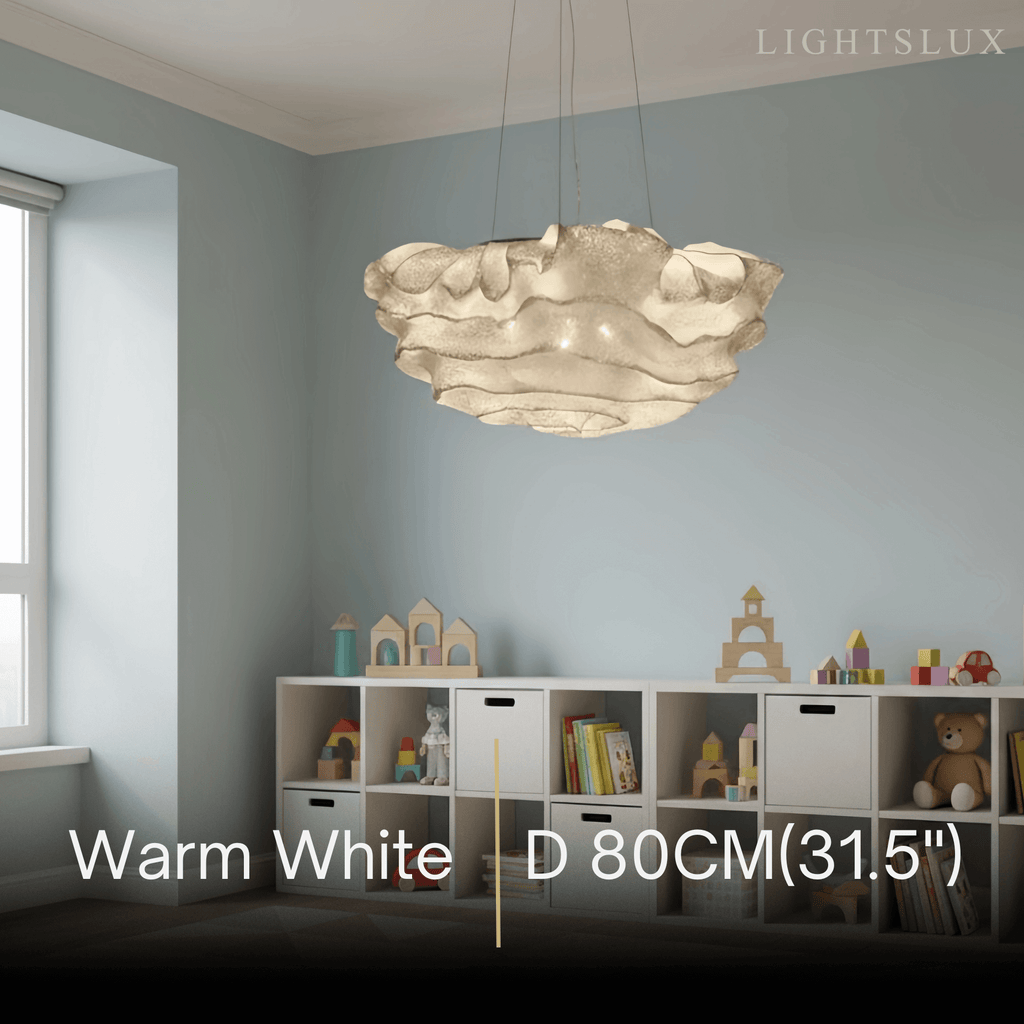 Art Deco Cloud-Shaped White Pendant Light – Metal Fixture for Living Room - Flindria