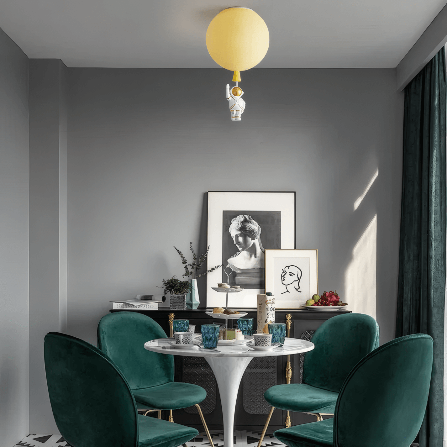 Designer Acrylic Ceiling Light - Astronaut Balloon for Children's Room - Flindria