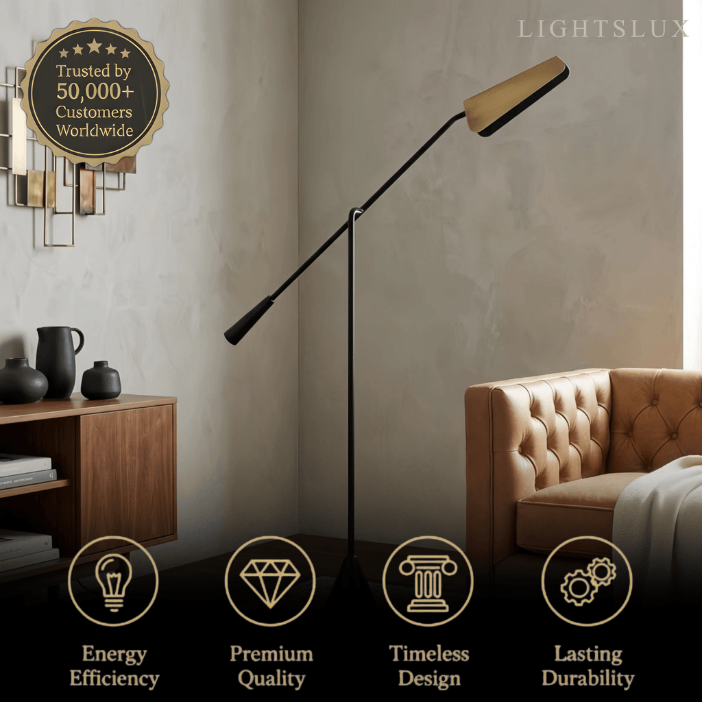 Minimalist Triangle Floor Lamp – LED Head & Metal/Marble Base for Bedroom/Living Room - Flindria