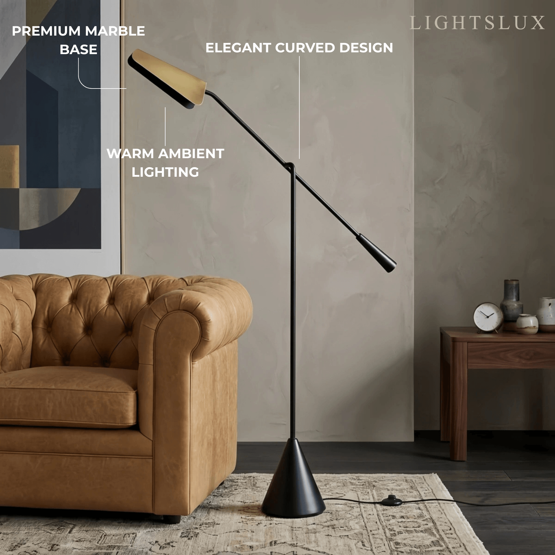 Minimalist Triangle Floor Lamp – LED Head & Metal/Marble Base for Bedroom/Living Room - Flindria