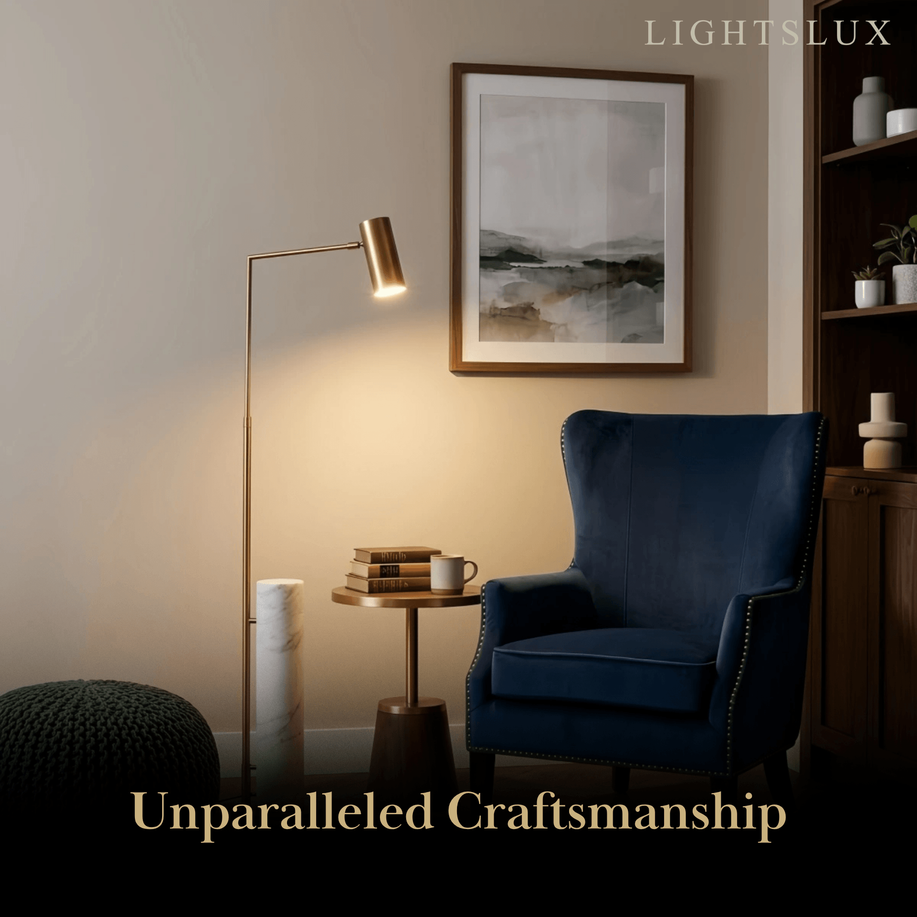 Lampadaire Minimaliste Doré – Cylindrique Métal & Marbre pour Chambre - Flindria