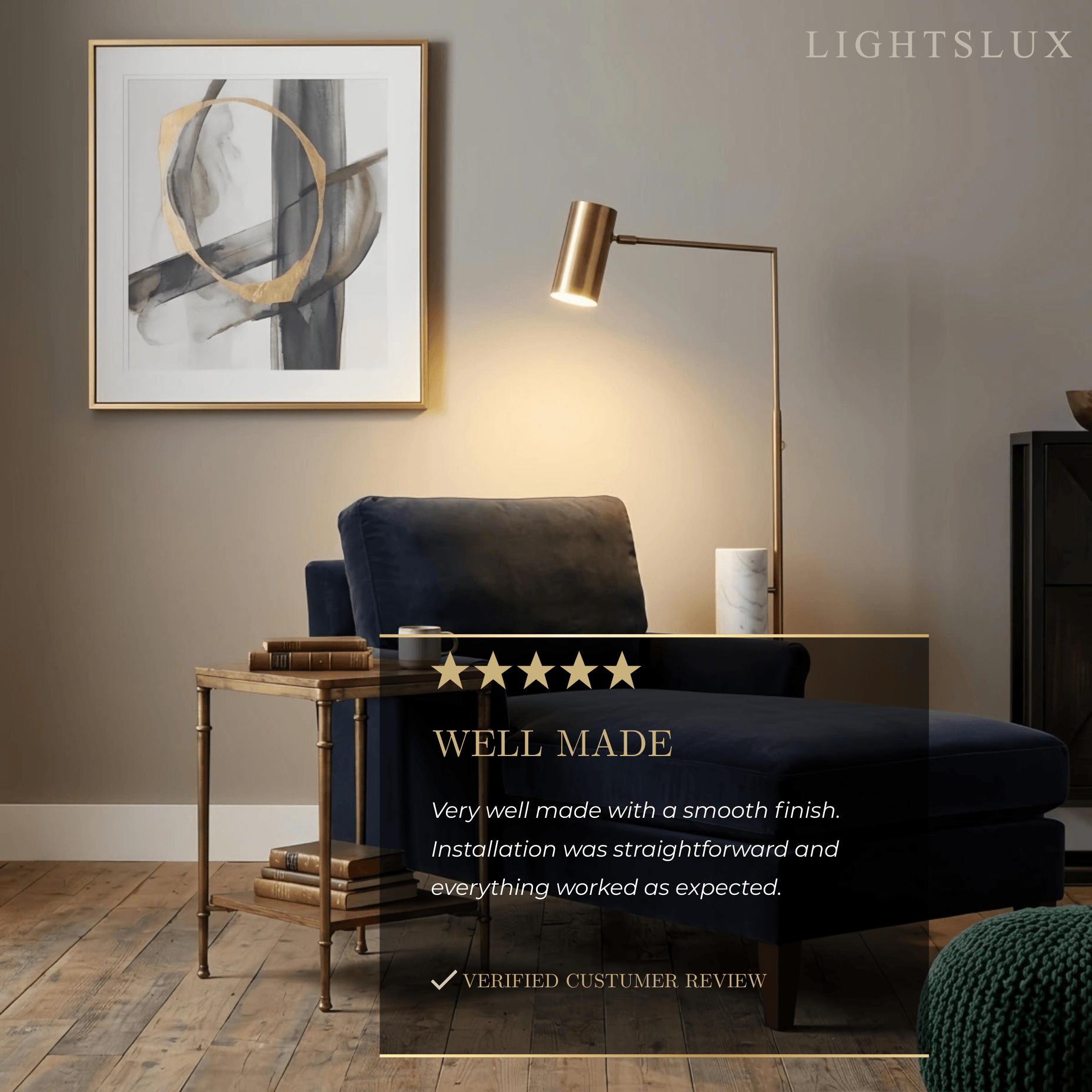 Lampadaire Minimaliste Doré – Cylindrique Métal & Marbre pour Chambre - Flindria