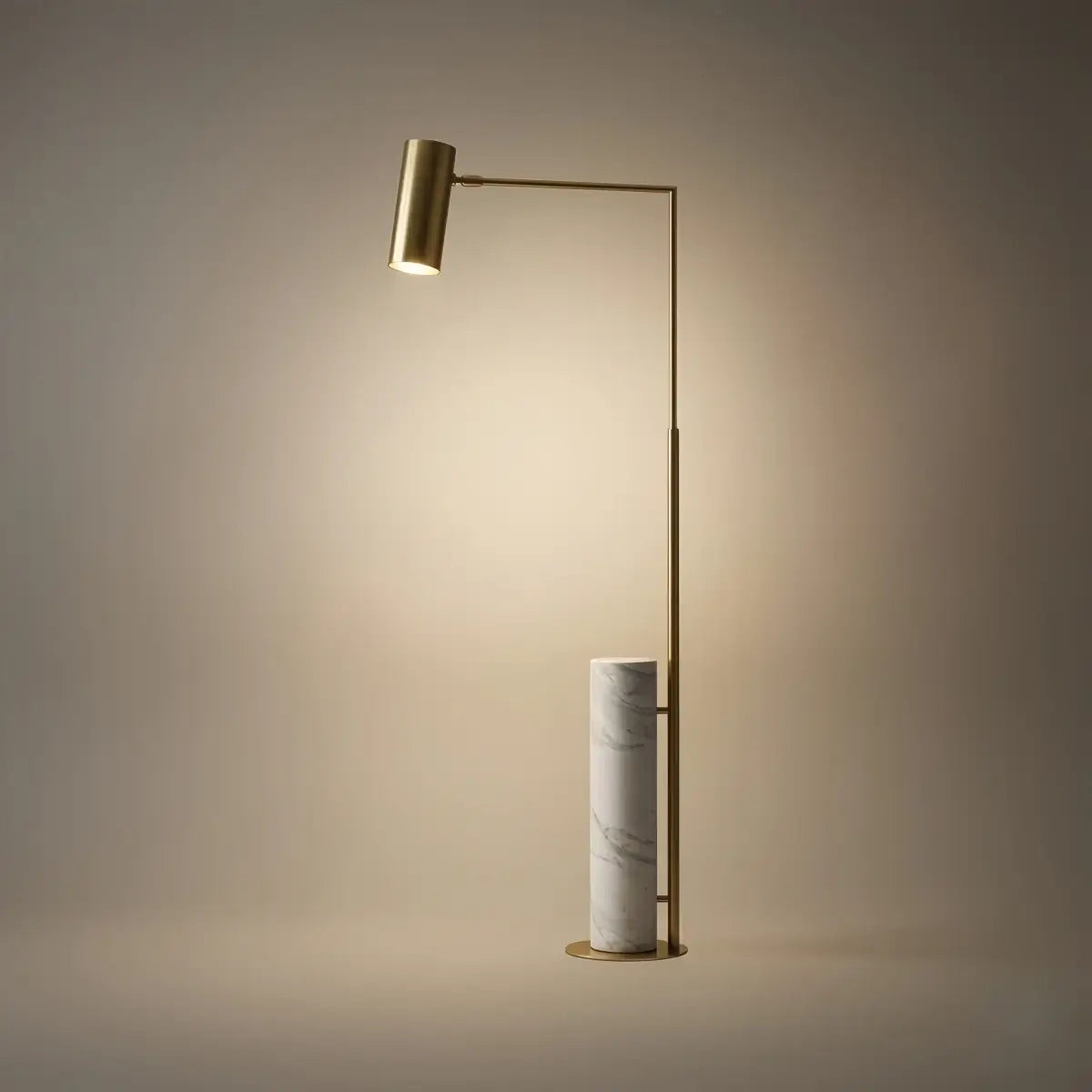 Lampadaire Minimaliste Doré – Cylindrique Métal & Marbre pour Chambre - Flindria