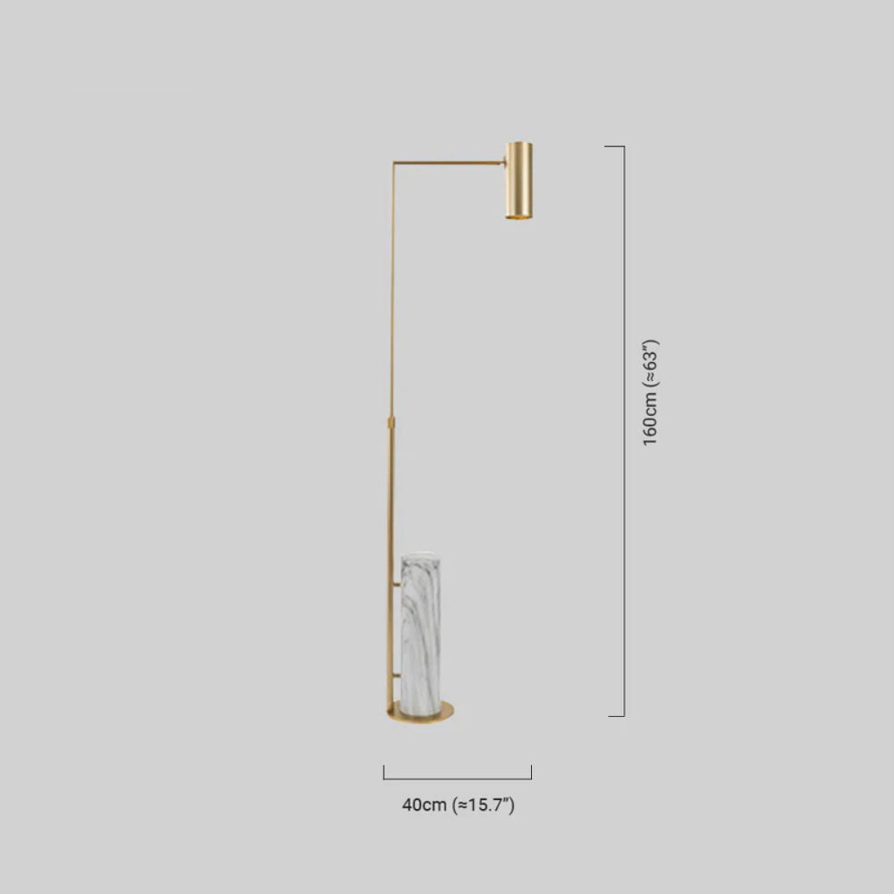 Candeeiro de Pé Minimalista Dourado – Cilíndrico em Metal e Mármore para Quarto - Flindria