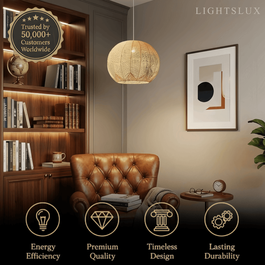 Farmhouse Wood Pendant Light – Metal & Rattan Globe for Bedroom - Flindria
