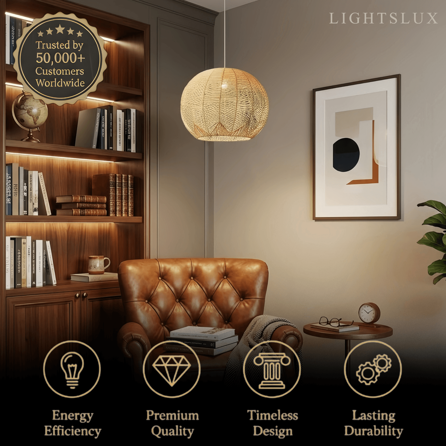 Farmhouse Wood Pendant Light – Metal & Rattan Globe for Bedroom - Flindria