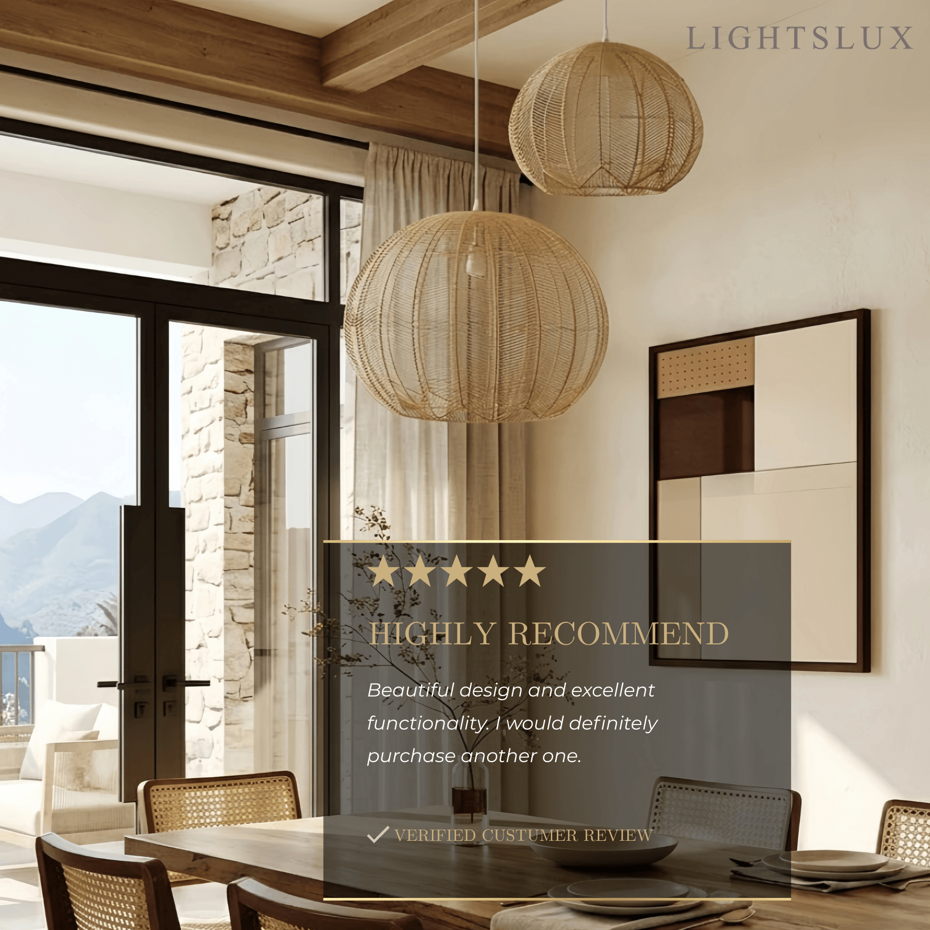 Farmhouse Wood Pendant Light – Metal & Rattan Globe for Bedroom - Flindria