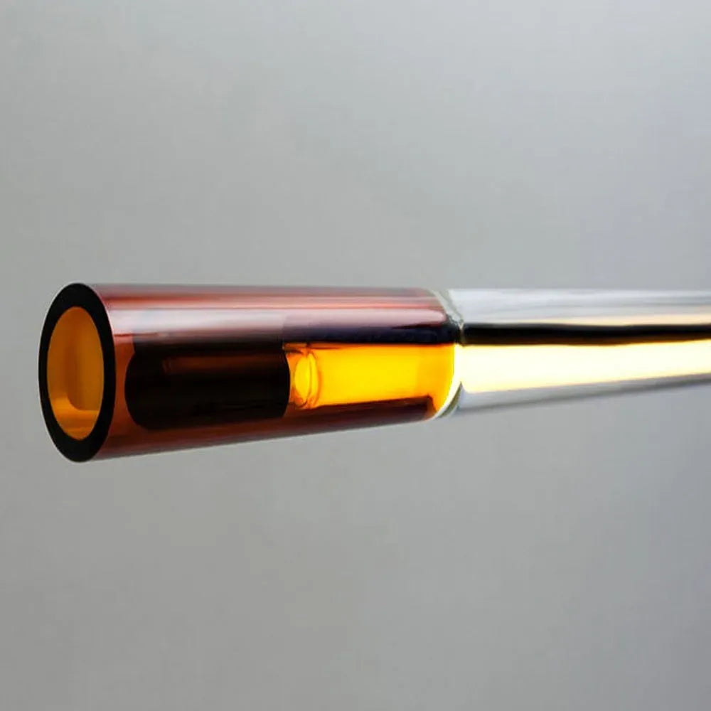 Modern Metal & Acrylic Pendant Light - Brown/Red Linear Design for Bedroom - Flindria