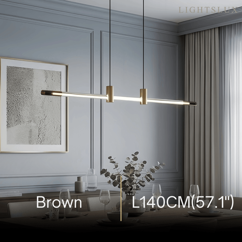 Modern Metal & Acrylic Pendant Light - Brown/Red Linear Design for Bedroom - Flindria