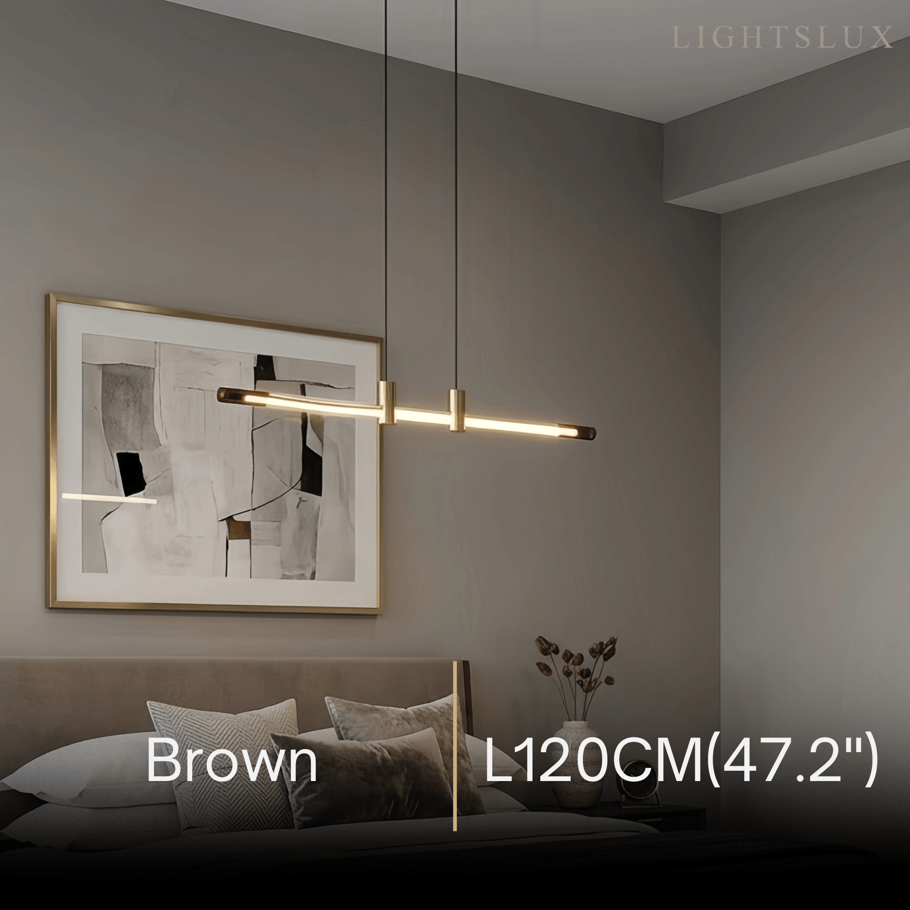 Modern Metal & Acrylic Pendant Light - Brown/Red Linear Design for Bedroom - Flindria