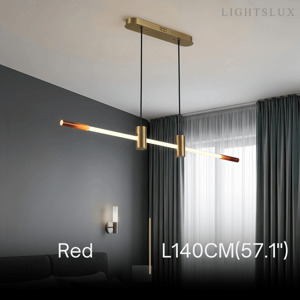 Modern Metal & Acrylic Pendant Light - Brown/Red Linear Design for Bedroom - Flindria