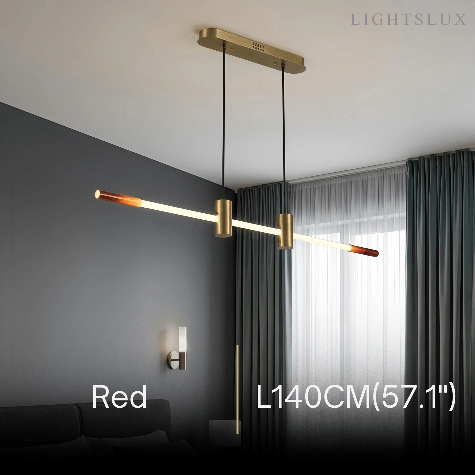 Modern Metal & Acrylic Pendant Light - Brown/Red Linear Design for Bedroom - Flindria