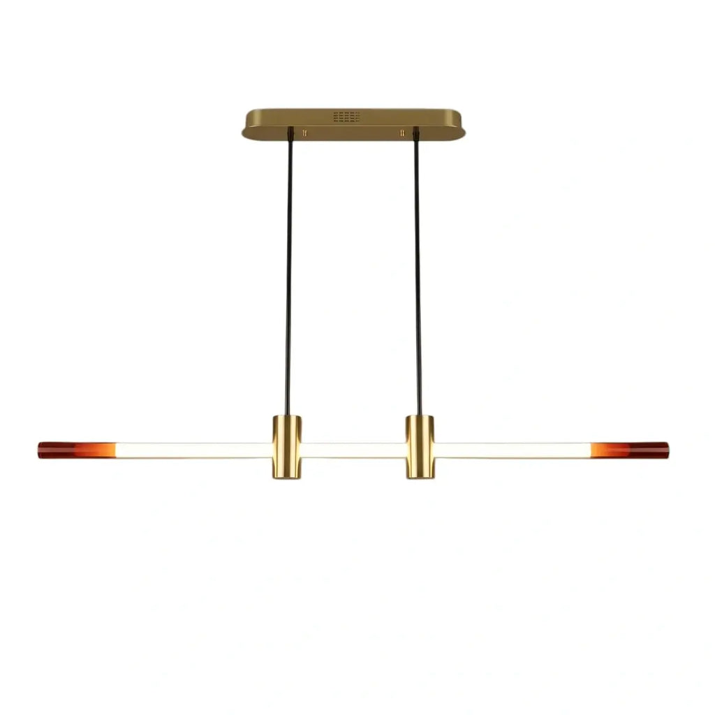 Modern Metal & Acrylic Pendant Light - Brown/Red Linear Design for Bedroom - Flindria