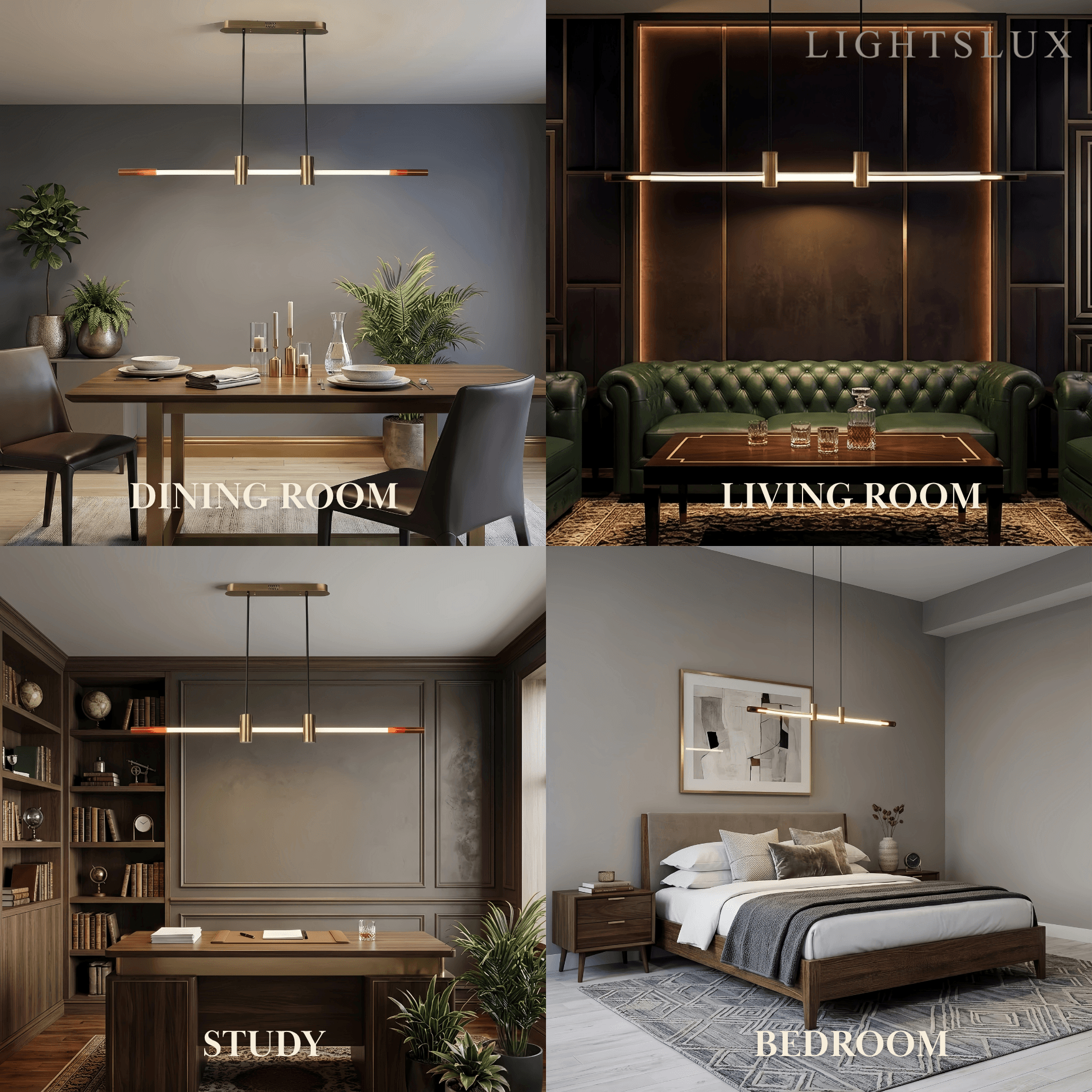 Modern Metal & Acrylic Pendant Light - Brown/Red Linear Design for Bedroom - Flindria