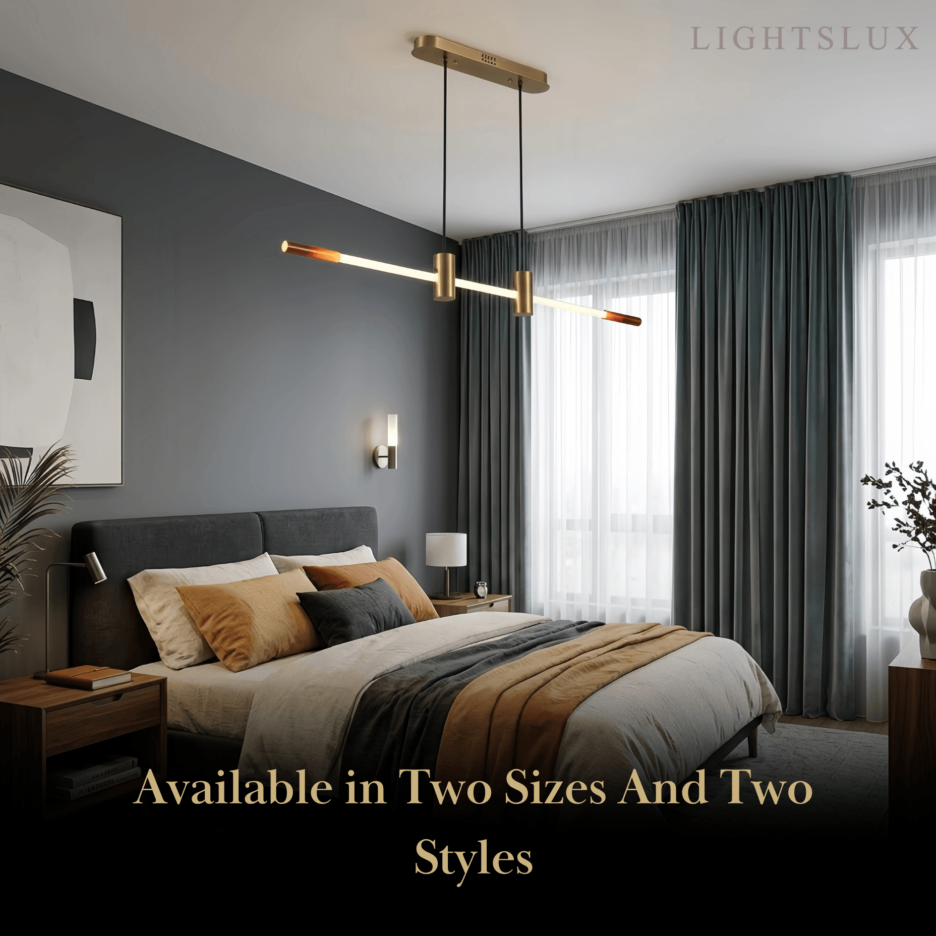 Modern Metal & Acrylic Pendant Light - Brown/Red Linear Design for Bedroom - Flindria