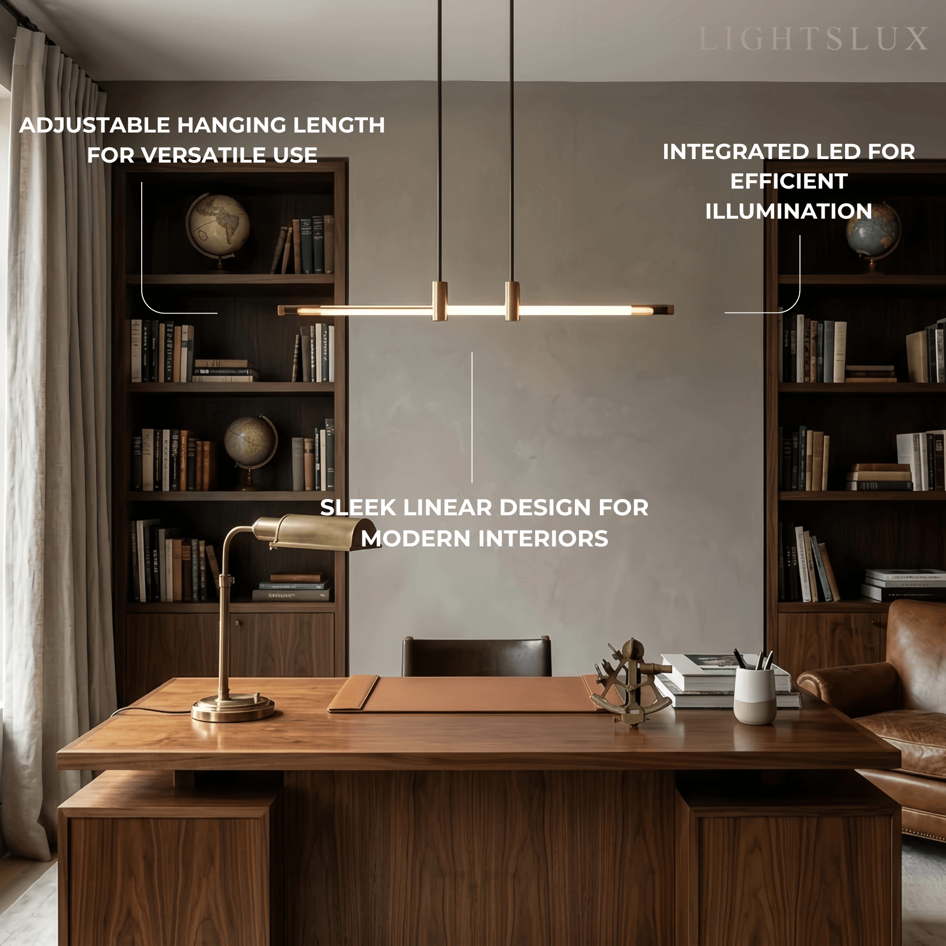 Modern Metal & Acrylic Pendant Light - Brown/Red Linear Design for Bedroom - Flindria