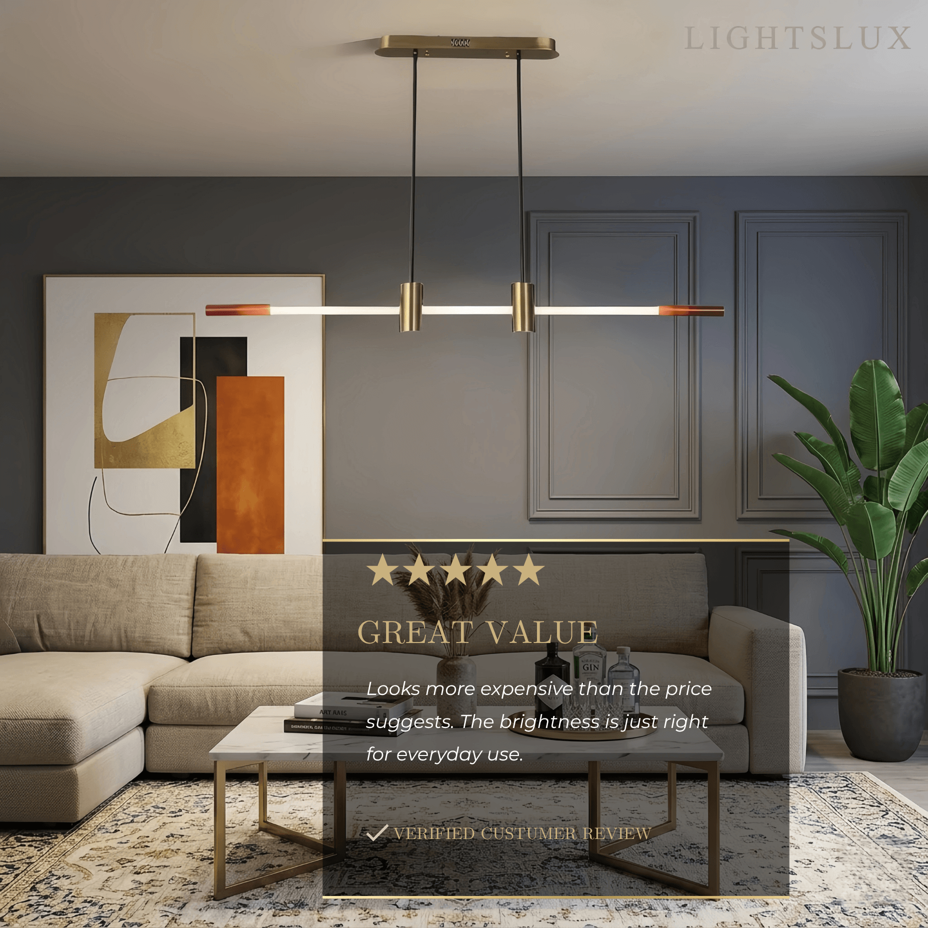 Modern Metal & Acrylic Pendant Light - Brown/Red Linear Design for Bedroom - Flindria