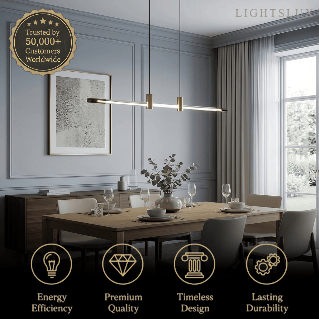 Modern Metal & Acrylic Pendant Light - Brown/Red Linear Design for Bedroom - Flindria