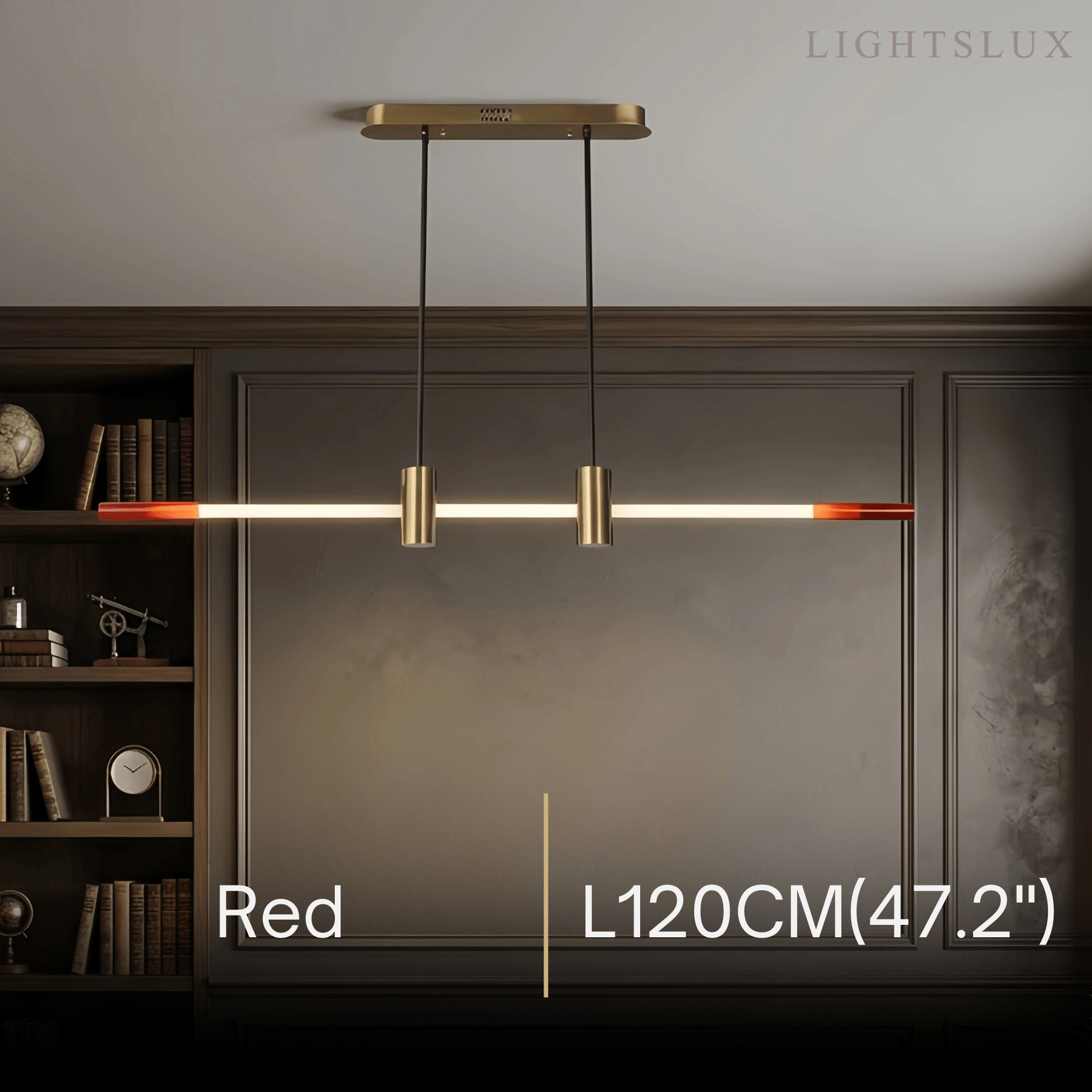 Modern Metal & Acrylic Pendant Light - Brown/Red Linear Design for Bedroom - Flindria