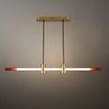 Modern Metal & Acrylic Pendant Light - Brown/Red Linear Design for Bedroom - Flindria