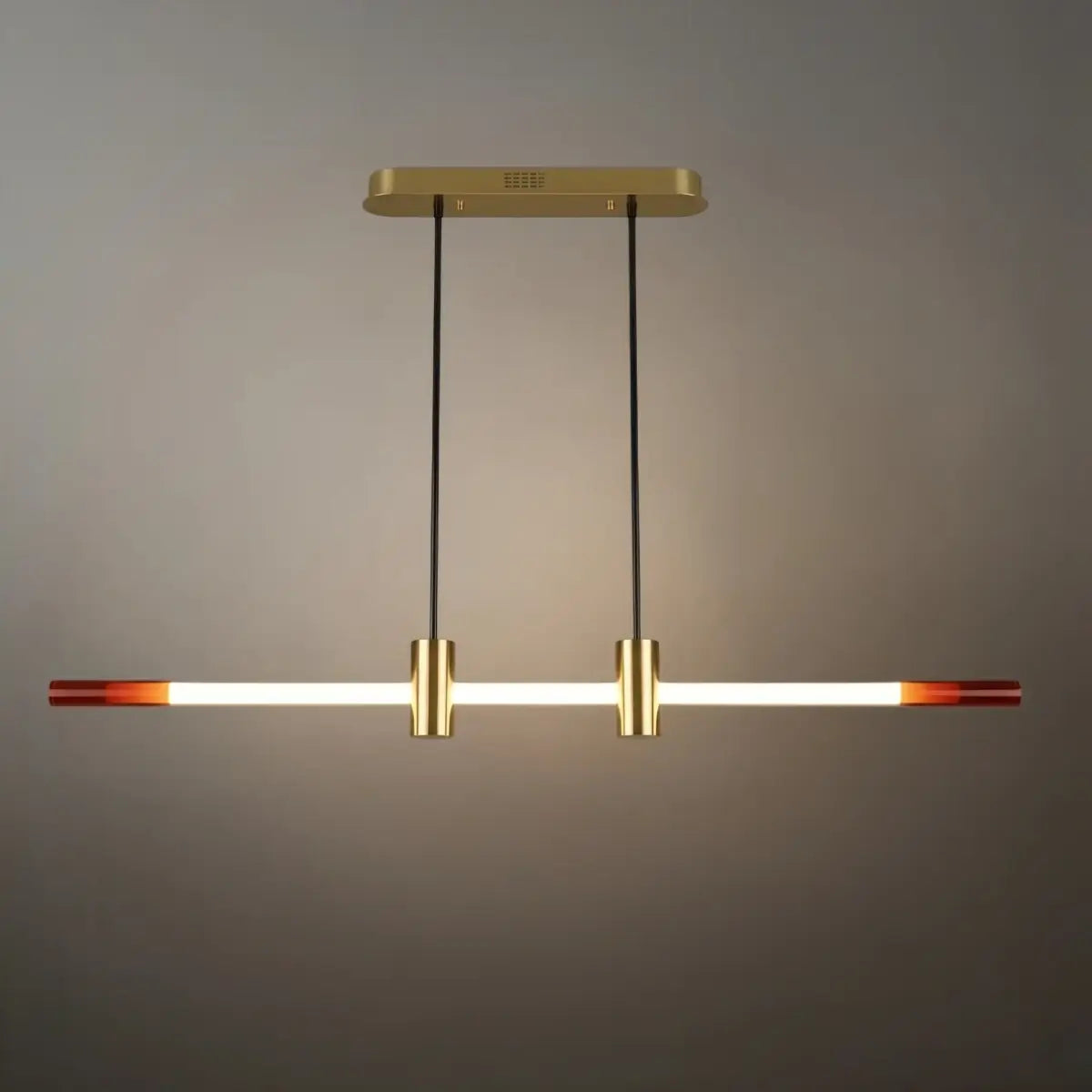 Modern Metal & Acrylic Pendant Light - Brown/Red Linear Design for Bedroom - Flindria
