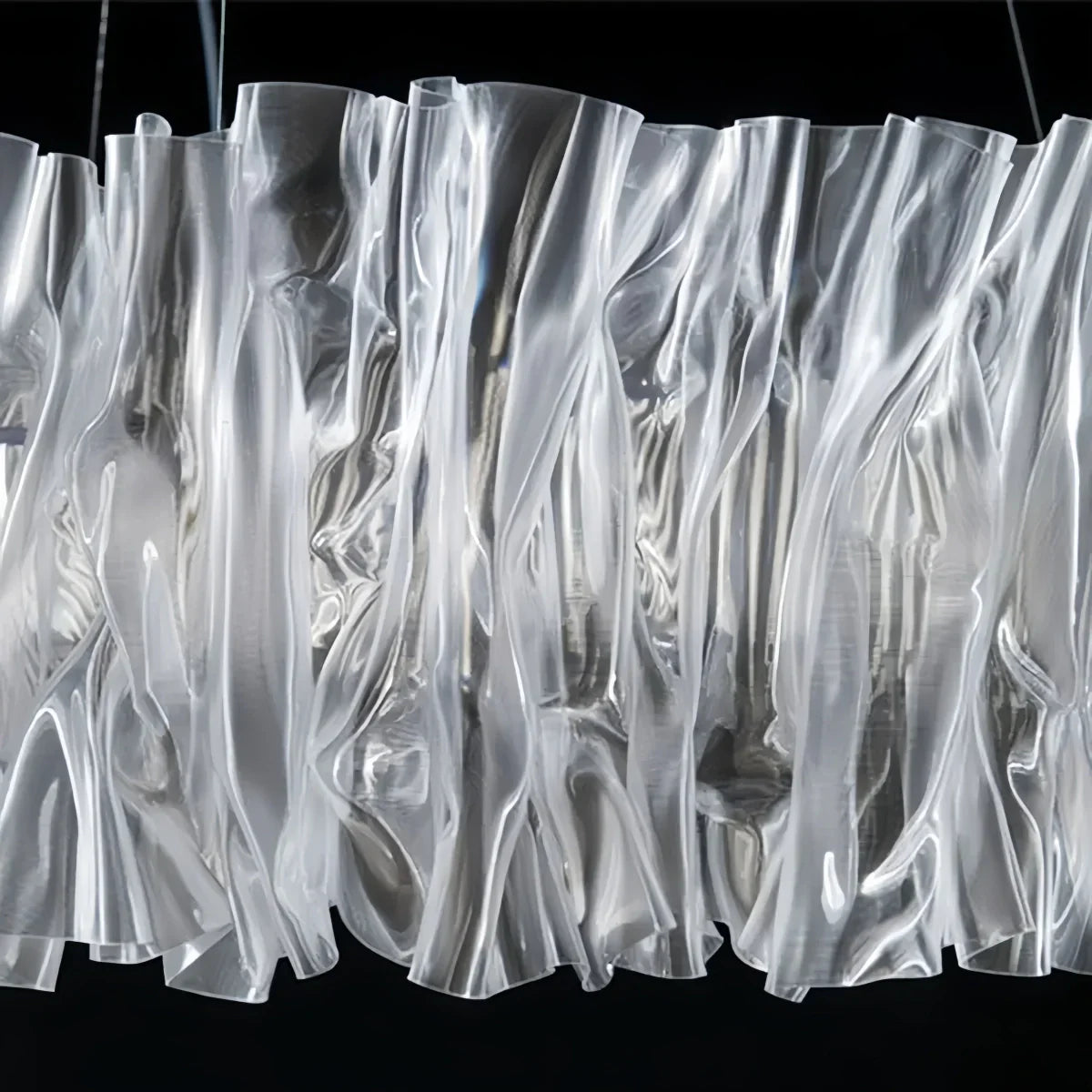 Designer Luxury Pleated Pendant Light – White/Gold/Chrome Acrylic for Living Room - Flindria