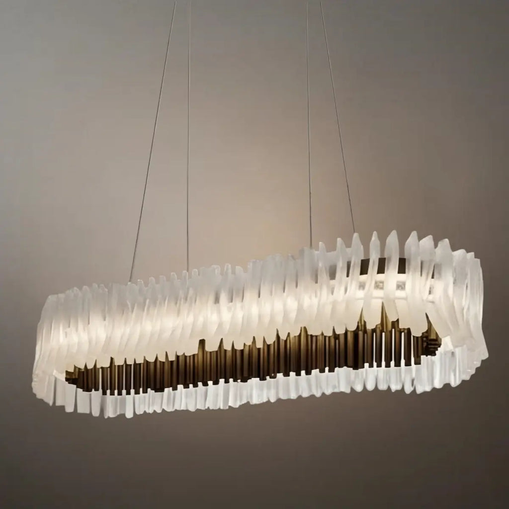 Designer Luxury Pleated Pendant Light – White/Gold/Chrome Acrylic for Living Room - Flindria