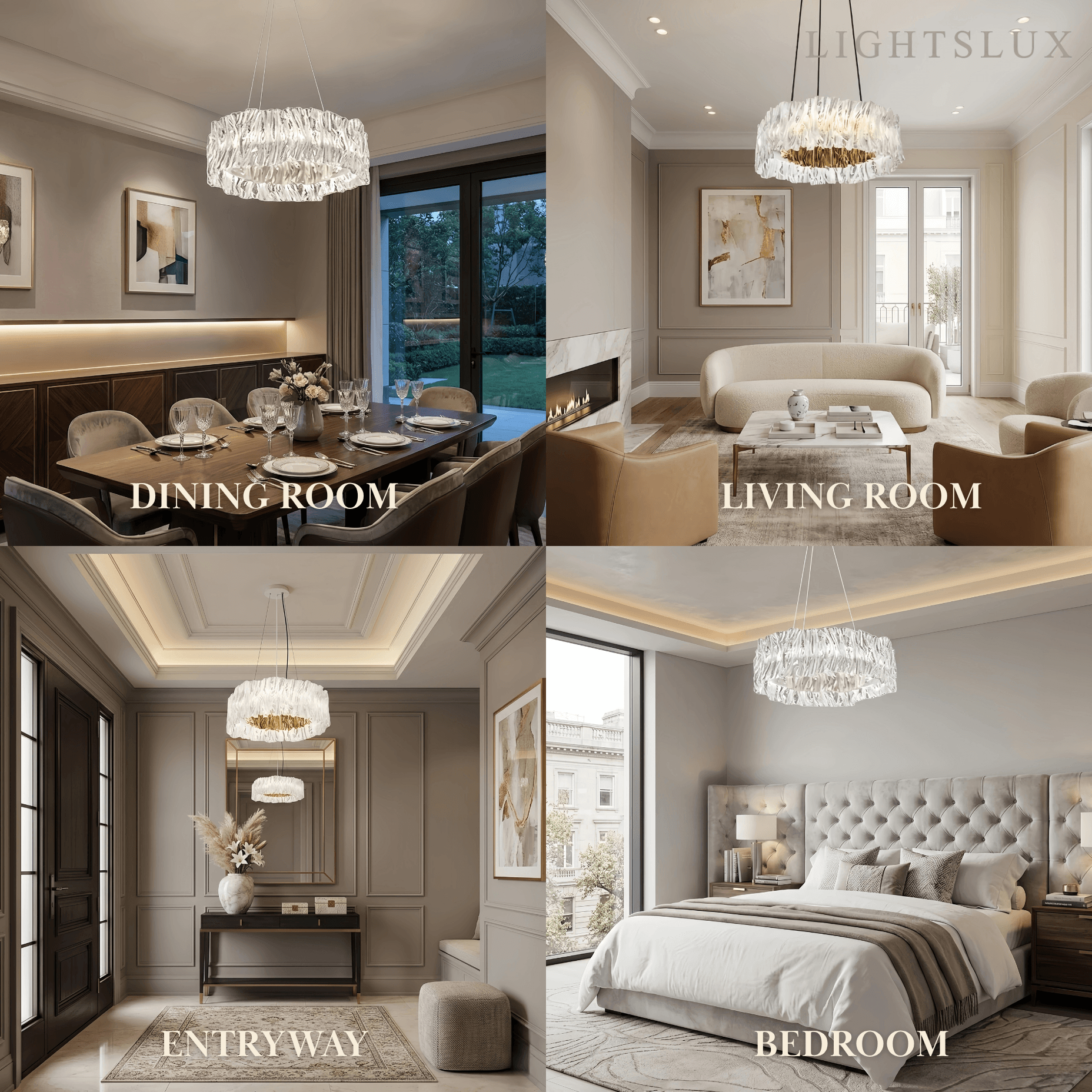 Designer Luxury Pleated Pendant Light – White/Gold/Chrome Acrylic for Living Room - Flindria