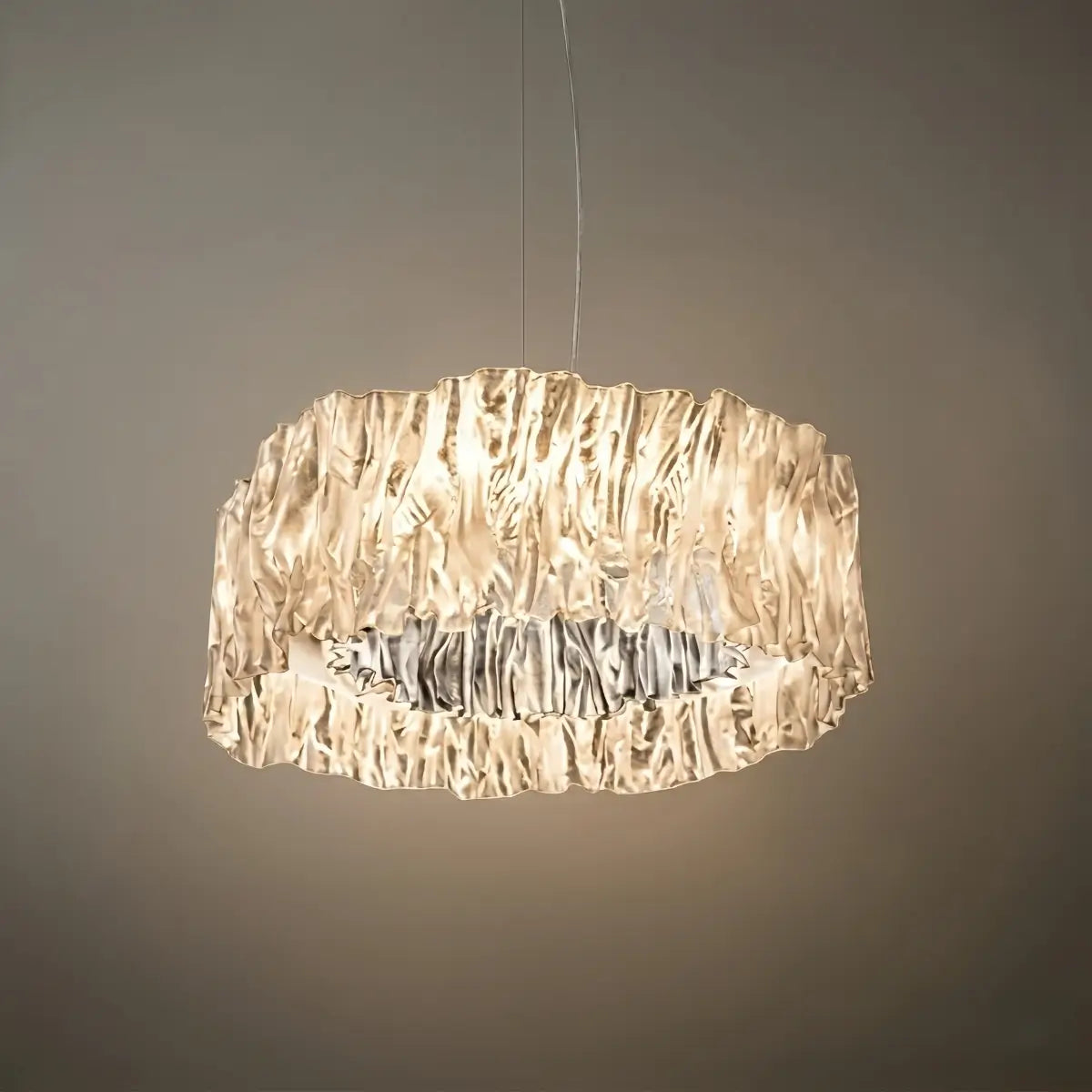 Designer Luxury Pleated Pendant Light – White/Gold/Chrome Acrylic for Living Room - Flindria