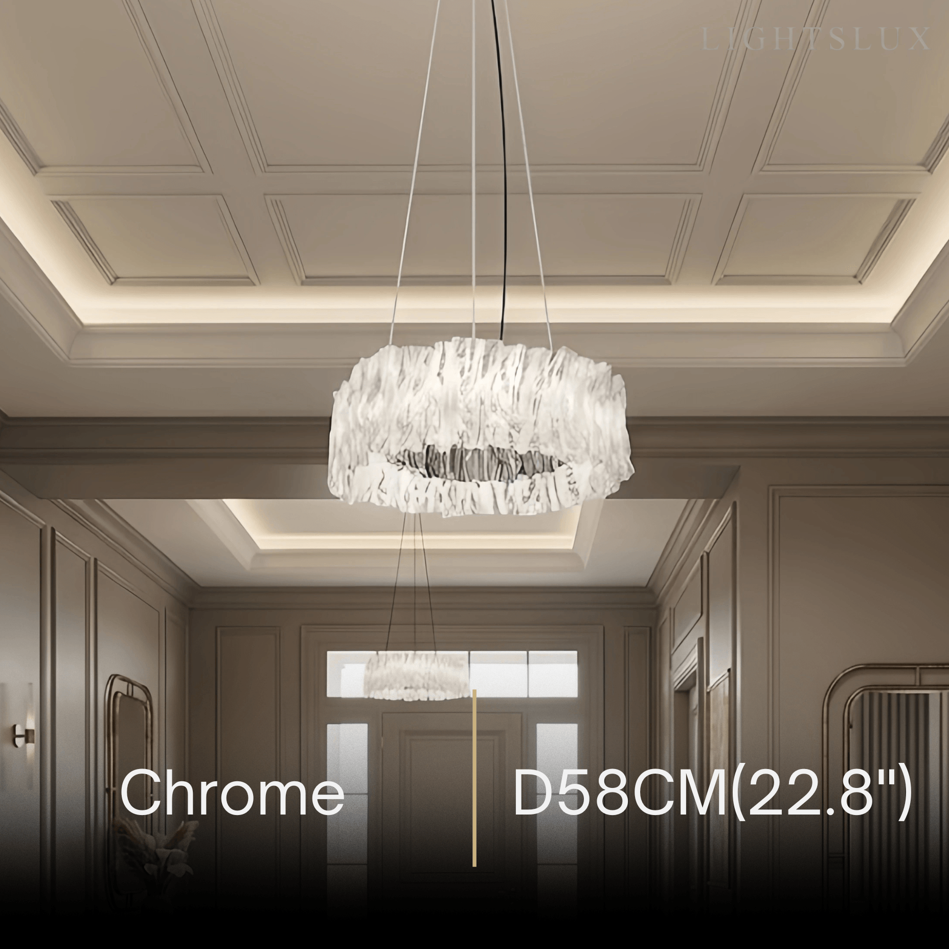 Designer Luxury Pleated Pendant Light – White/Gold/Chrome Acrylic for Living Room - Flindria
