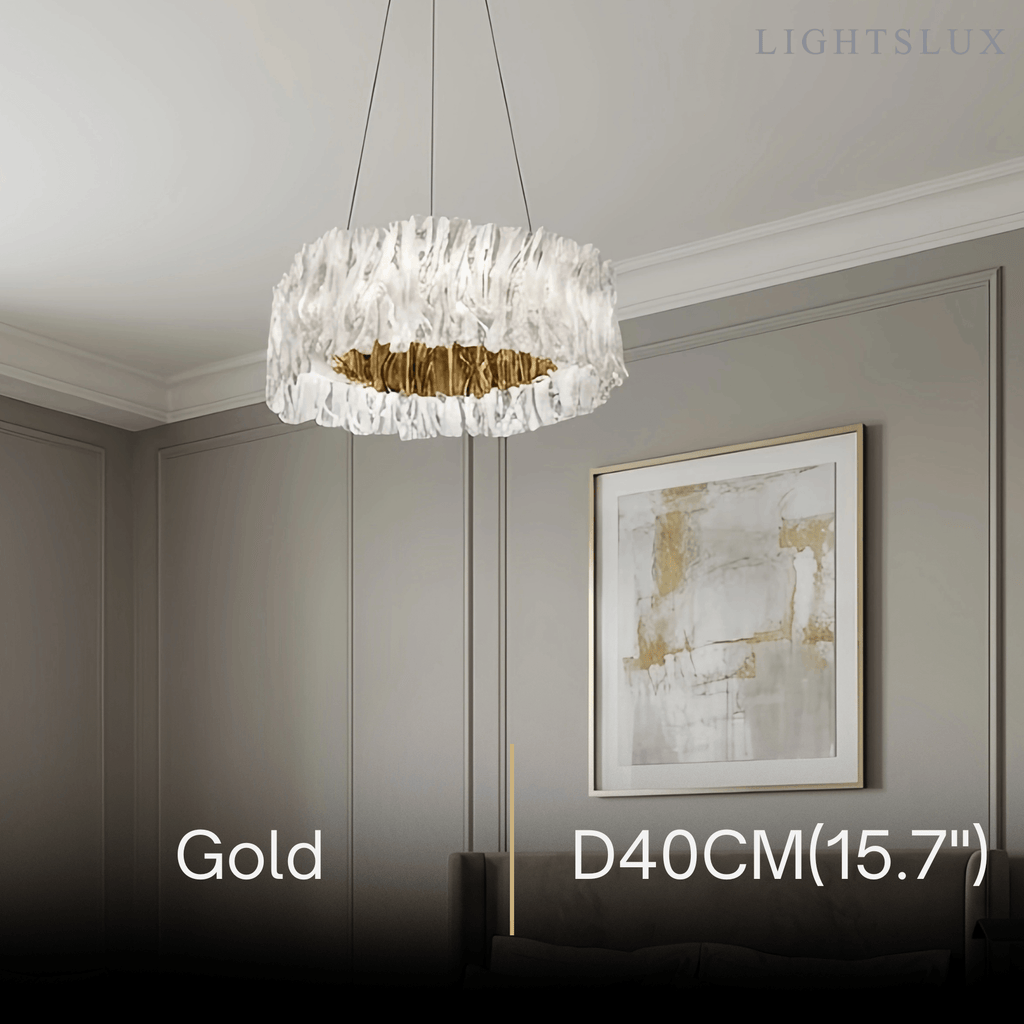 Designer Luxury Pleated Pendant Light – White/Gold/Chrome Acrylic for Living Room - Flindria