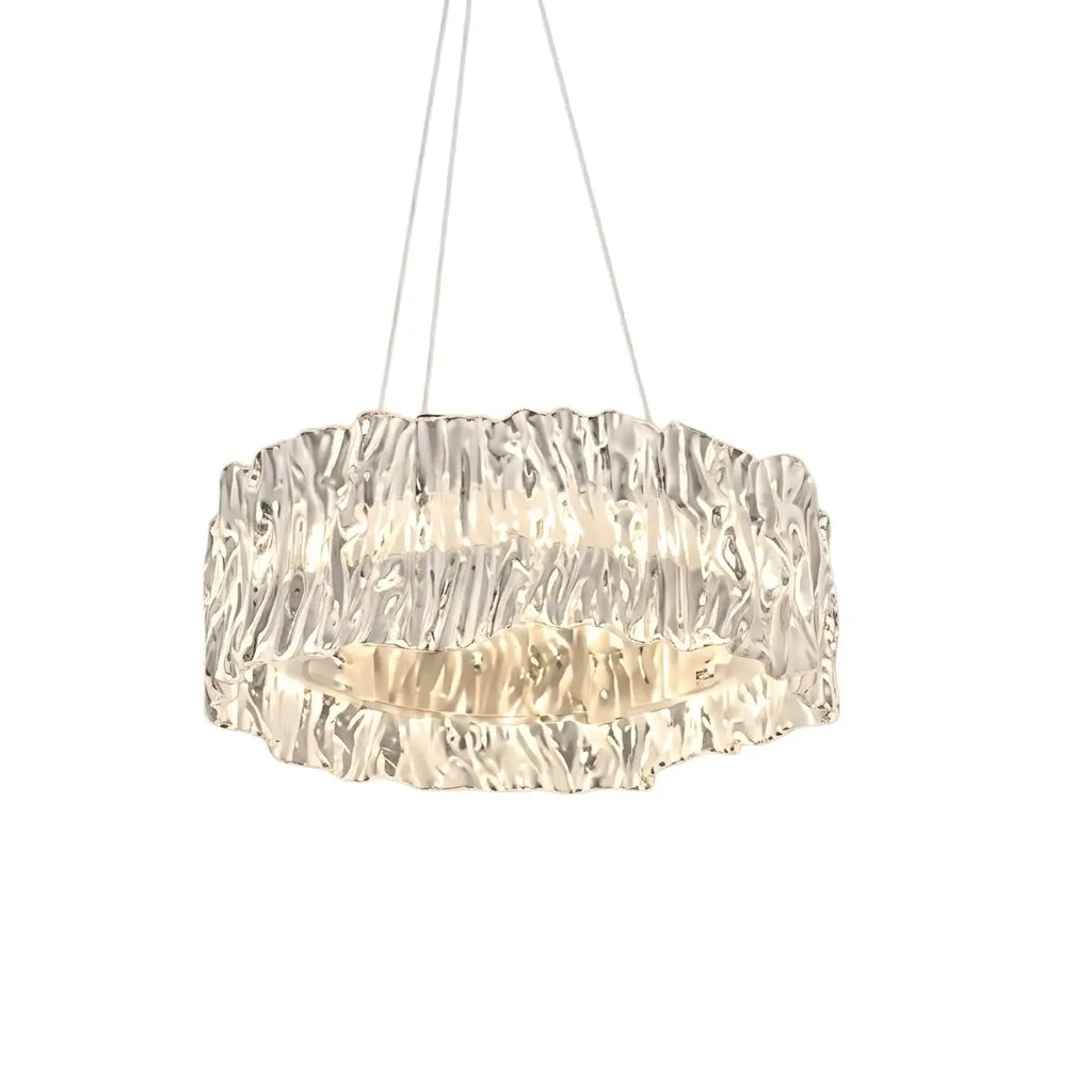 Designer Luxury Pleated Pendant Light – White/Gold/Chrome Acrylic for Living Room - Flindria