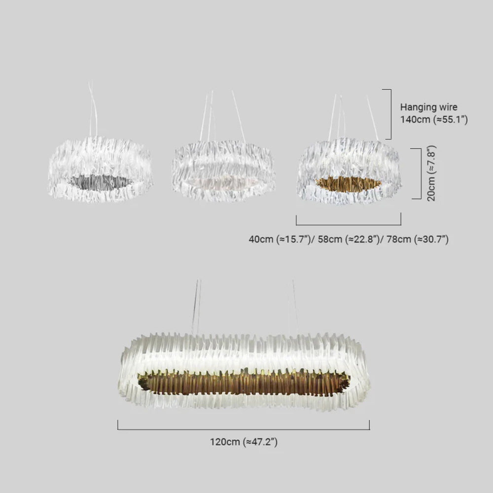 Designer Luxury Pleated Pendant Light – White/Gold/Chrome Acrylic for Living Room - Flindria