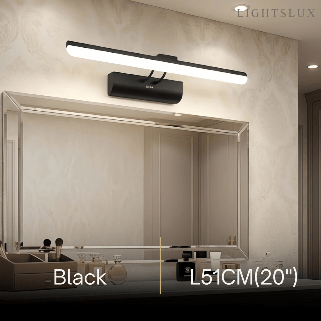 Luz de tocador moderna blanca - Diseño lineal rectangular de metal para baño - Flindria