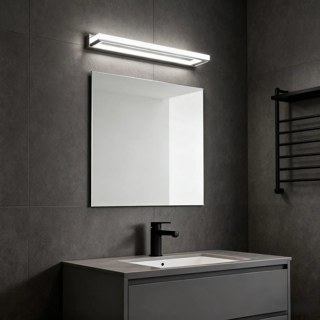 Luz de tocador moderna impermeable para baño – accesorio de acrílico blanco y metal - Flindria